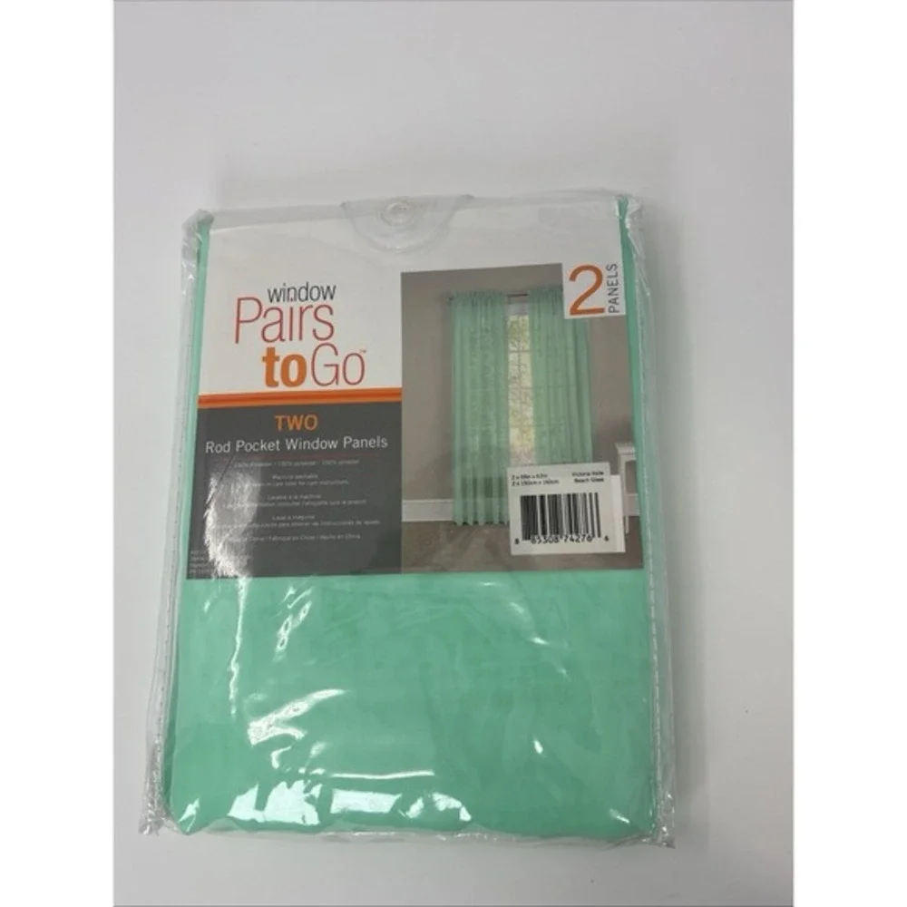 Pairs to Go Rod Pocket Sheer Window Panels set of (2) Beach‎ Glass Green 59x63
